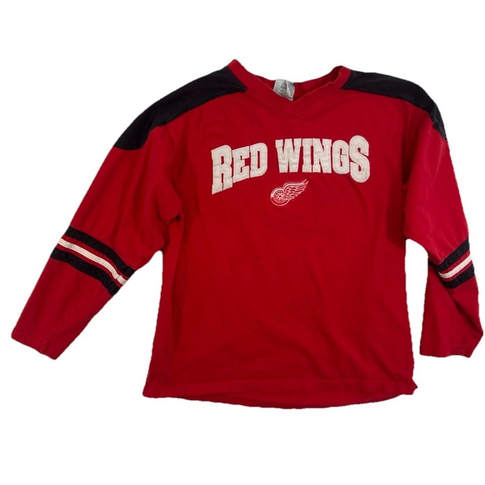 Vintage Retro NHL Tags Red‎ Wings Jersey Shirt Red White Black Size M Hockey